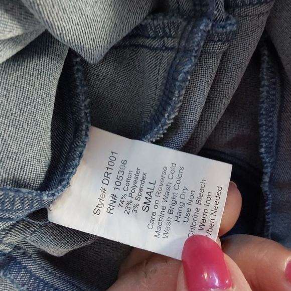 C'est Toi  Denim Mini Dress Deep V Side lace up grommets  Edgy sexy  Sz.S - Picture 9 of 10